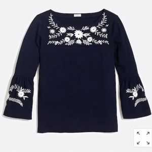 EUC! Work 2-3 times! embroidered bell-sleeved super cute top from J.Crew